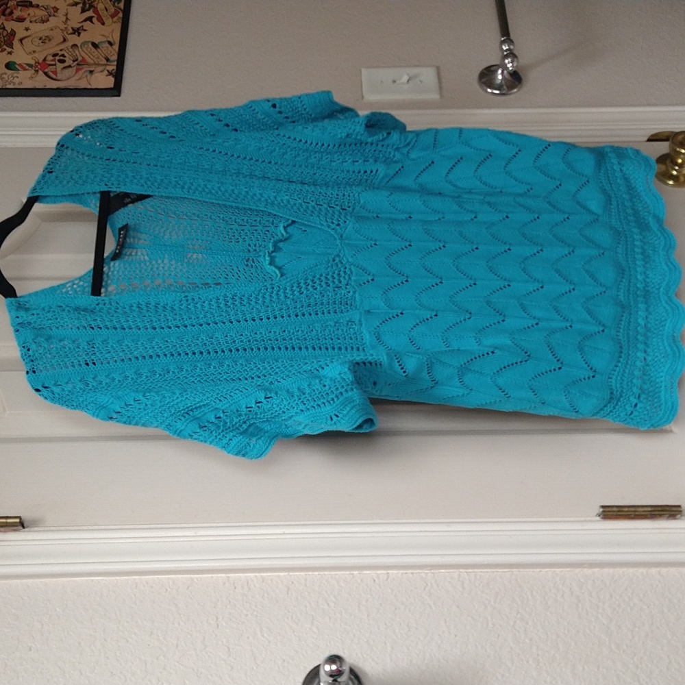 Women's -Axcess-Women's-Mesh Cover Up Shirt-Size L-Blue